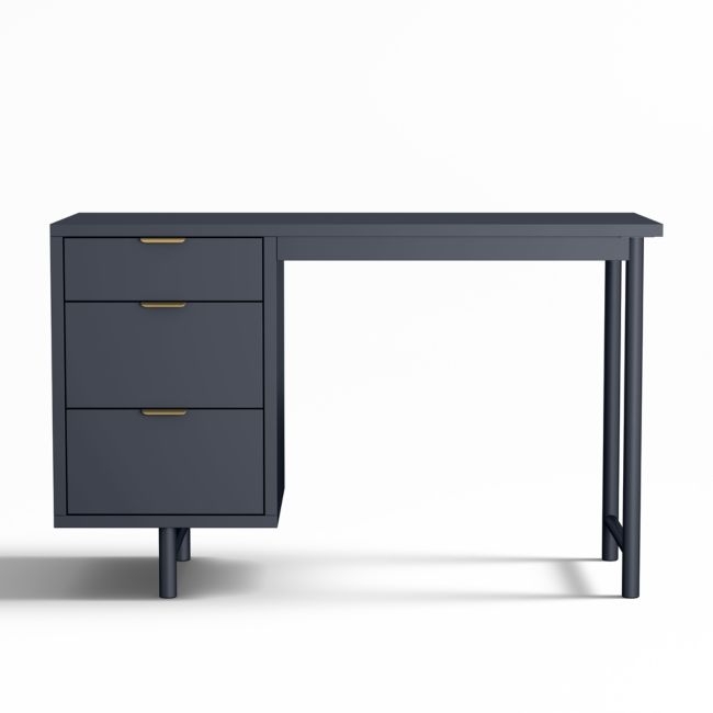 Classic Deep Navy Blue Wood 3- Drawer Kids Desk - Image 0