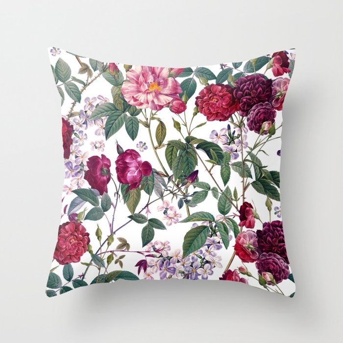Rose Garden Iv Throw Pillow by Burcu Korkmazyurek - Cover (20" x 20") With Pillow Insert - Outdoor Pillow - Image 0