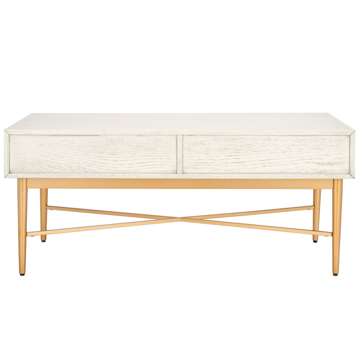 Pierre 2 Drawer Coffee Table - White Washed / Gold - Safavieh - Image 8