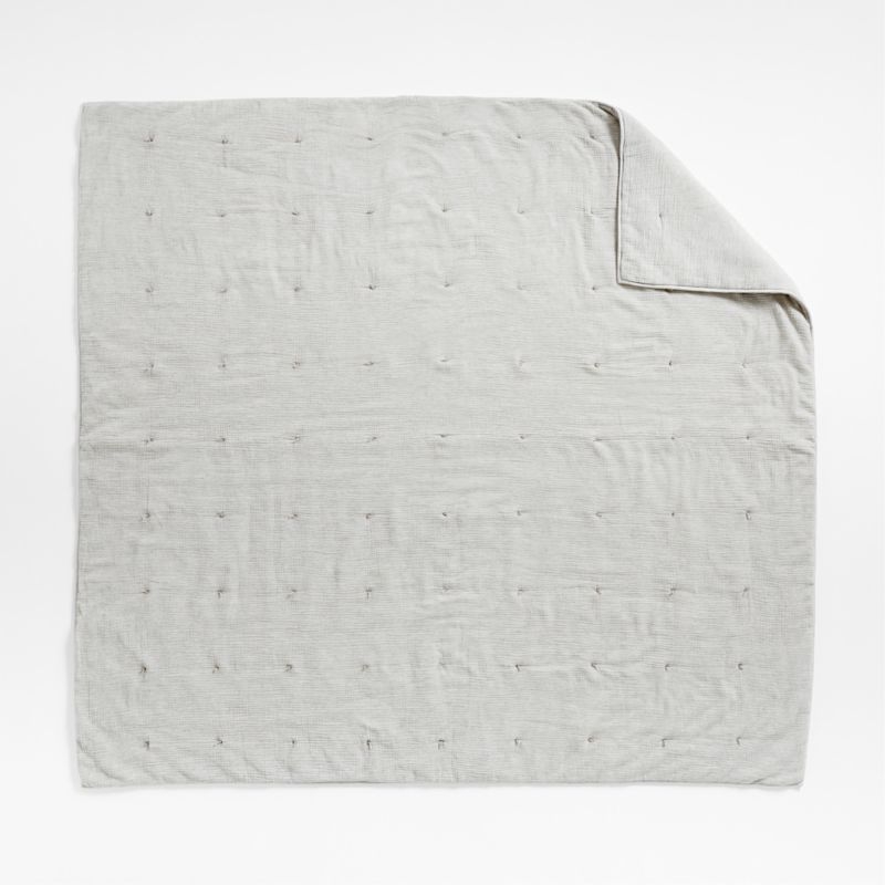 Crinkle Cotton Linen Blend Pebble Grey King Comforter - Image 4