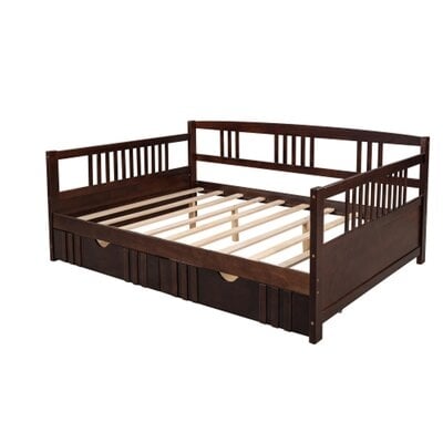 Full Size Daybed Wood Bed With Two Drawers,Espresso - Image 0