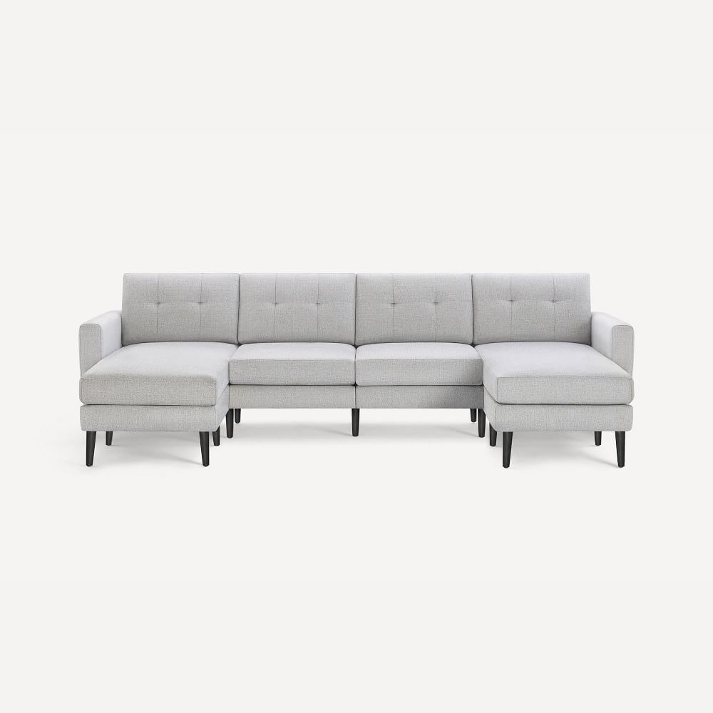 Nomad Block Fabric King Sofa with Double Chaise, Olefin, Crushed Gravel, Ebony Wood - Image 0