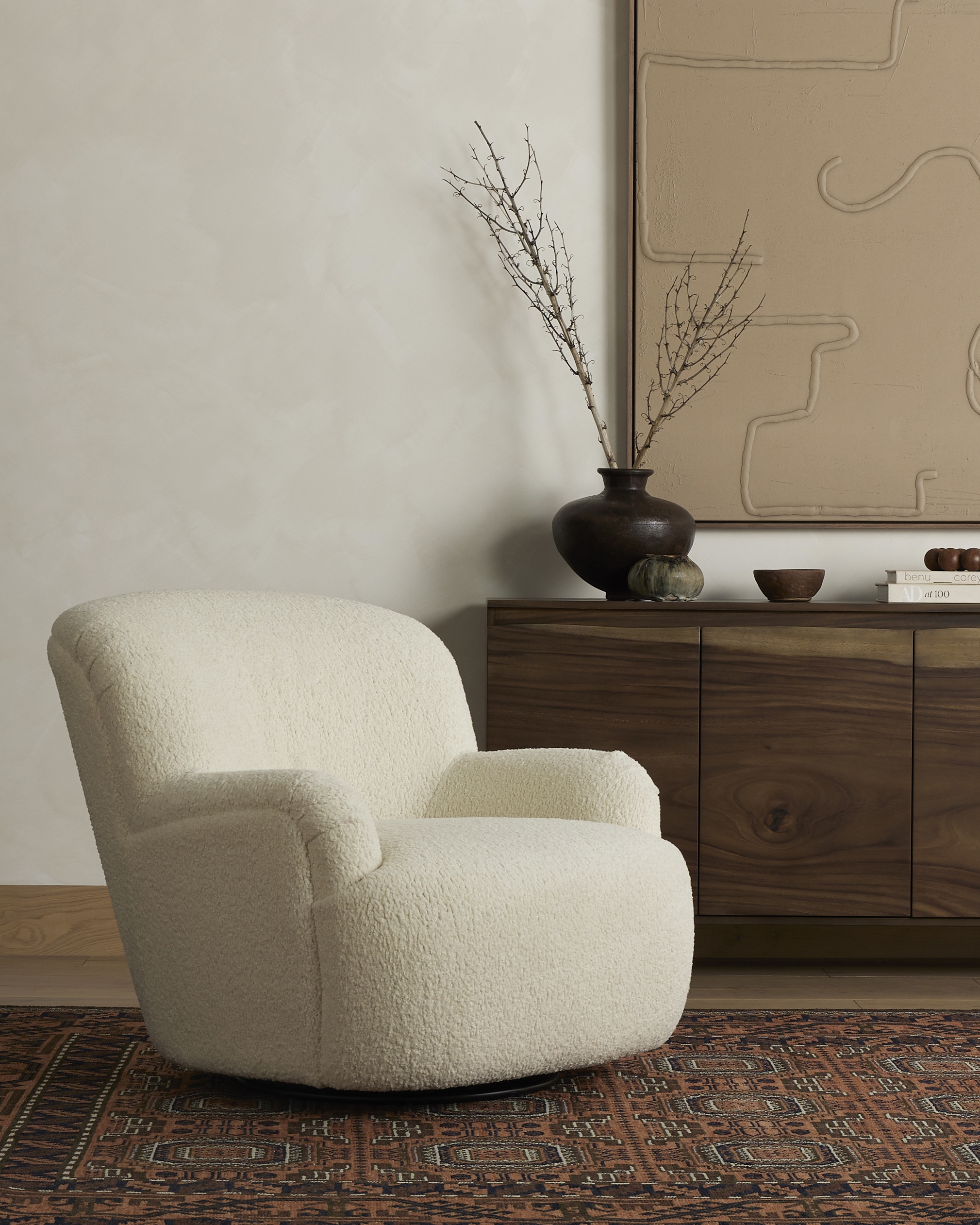 Kadon Swivel Chair-Sheepskin Natural - Image 1