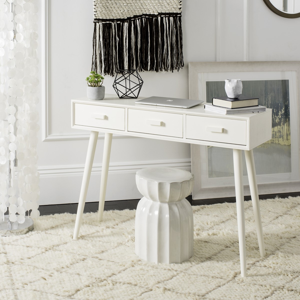 Albus 3 Drawer Console Table - Antique/White - Arlo Home - Image 2