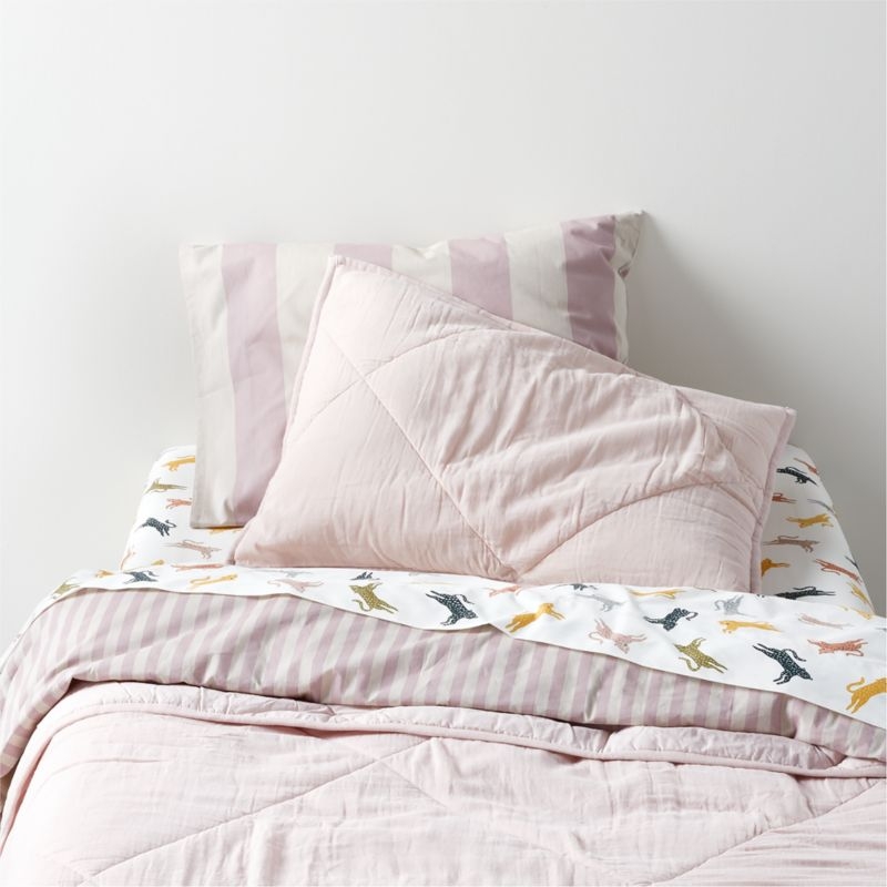 Supersoft Lilac Rose Quilted Cotton Gauze Kids Pillow Sham - Image 1