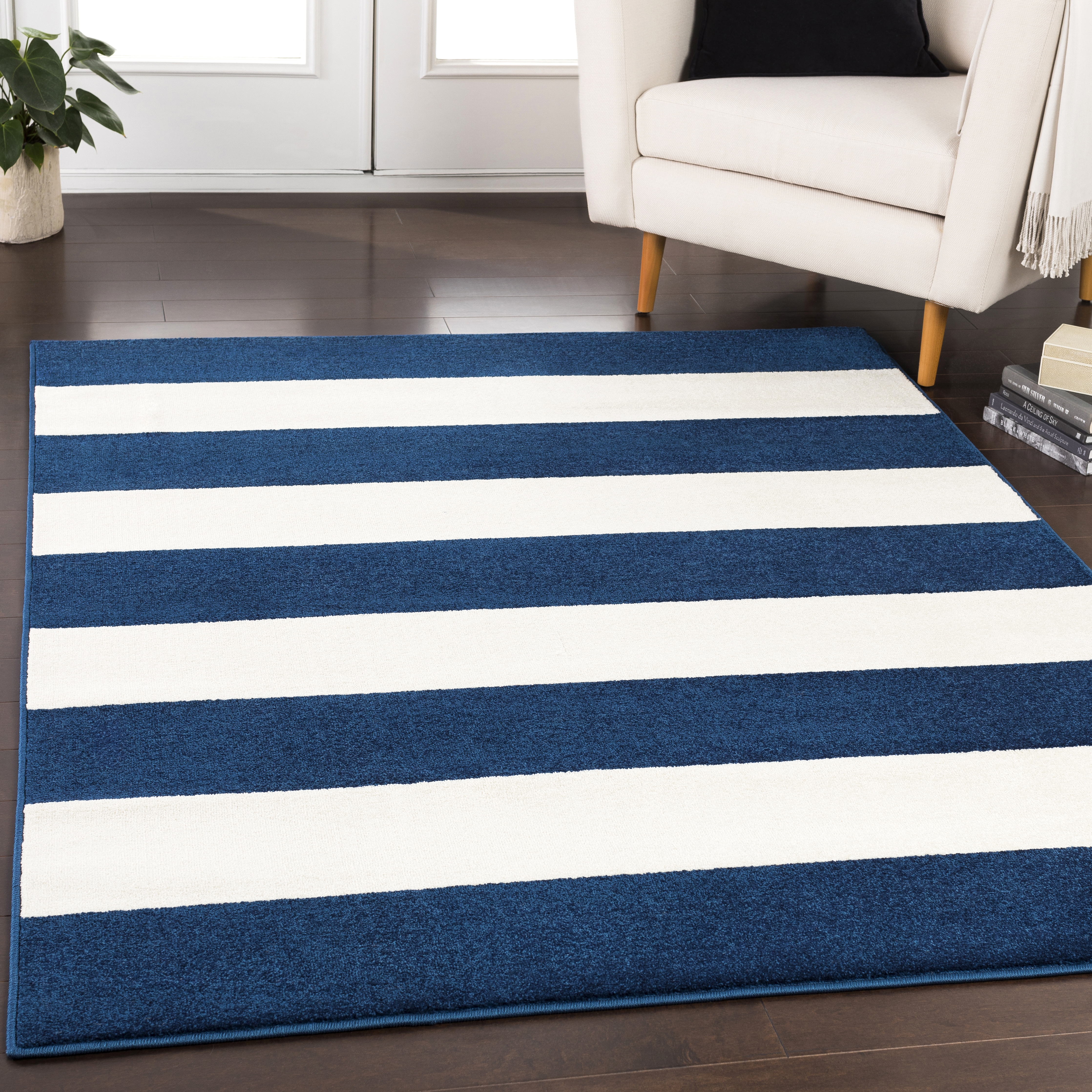 Horizon Blue Indoor 2' x 2'11" Machine Woven Rug - Image 1