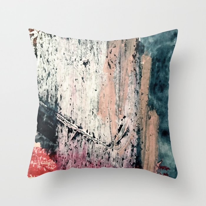Kelly: A Bold, Textured, Abstract Mixed Media Piece In Bright Pinks, Blues, And White Couch Throw Pillow by Alyssa Hamilton Art - Cover (20" x 20") with pillow insert - Indoor Pillow - Image 0
