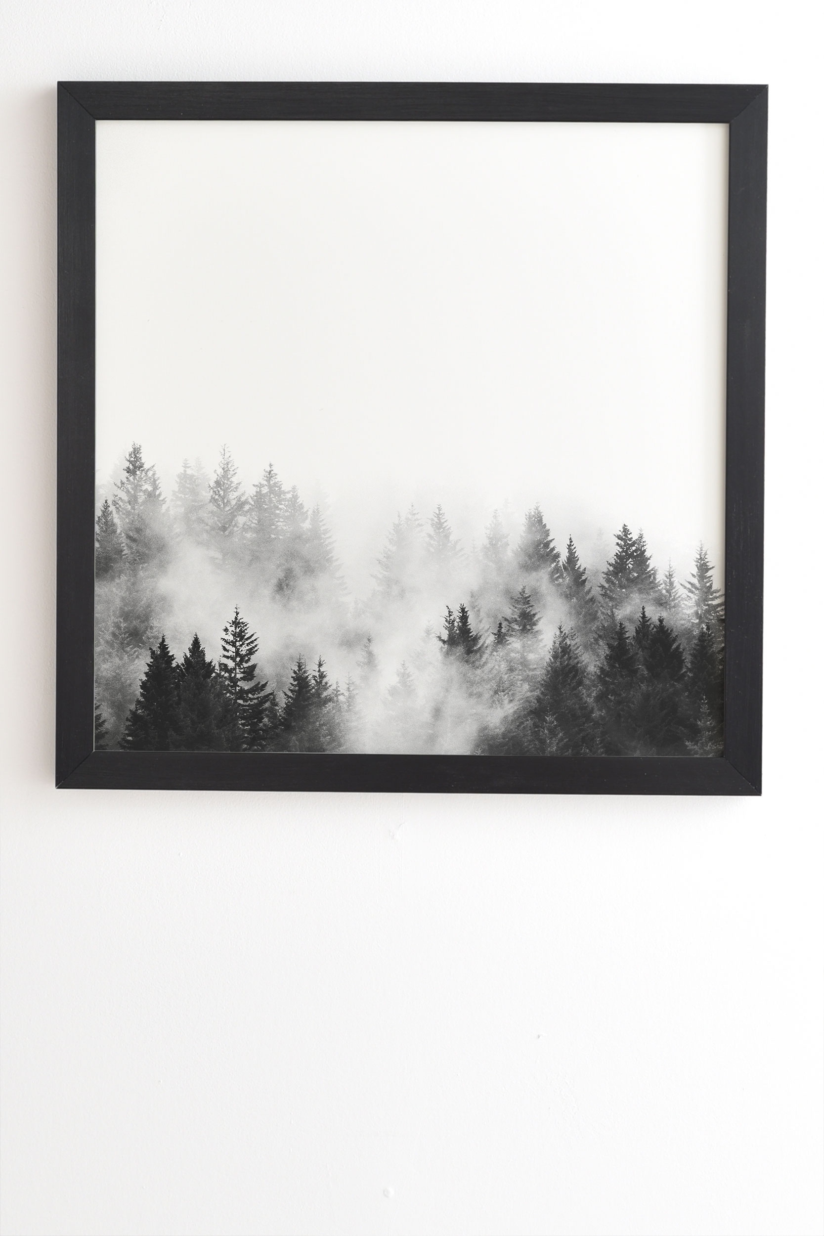 Foggy Trees Black And White by Nature Magick - Framed Wall Art Basic Black 11" x 13" - Image 1