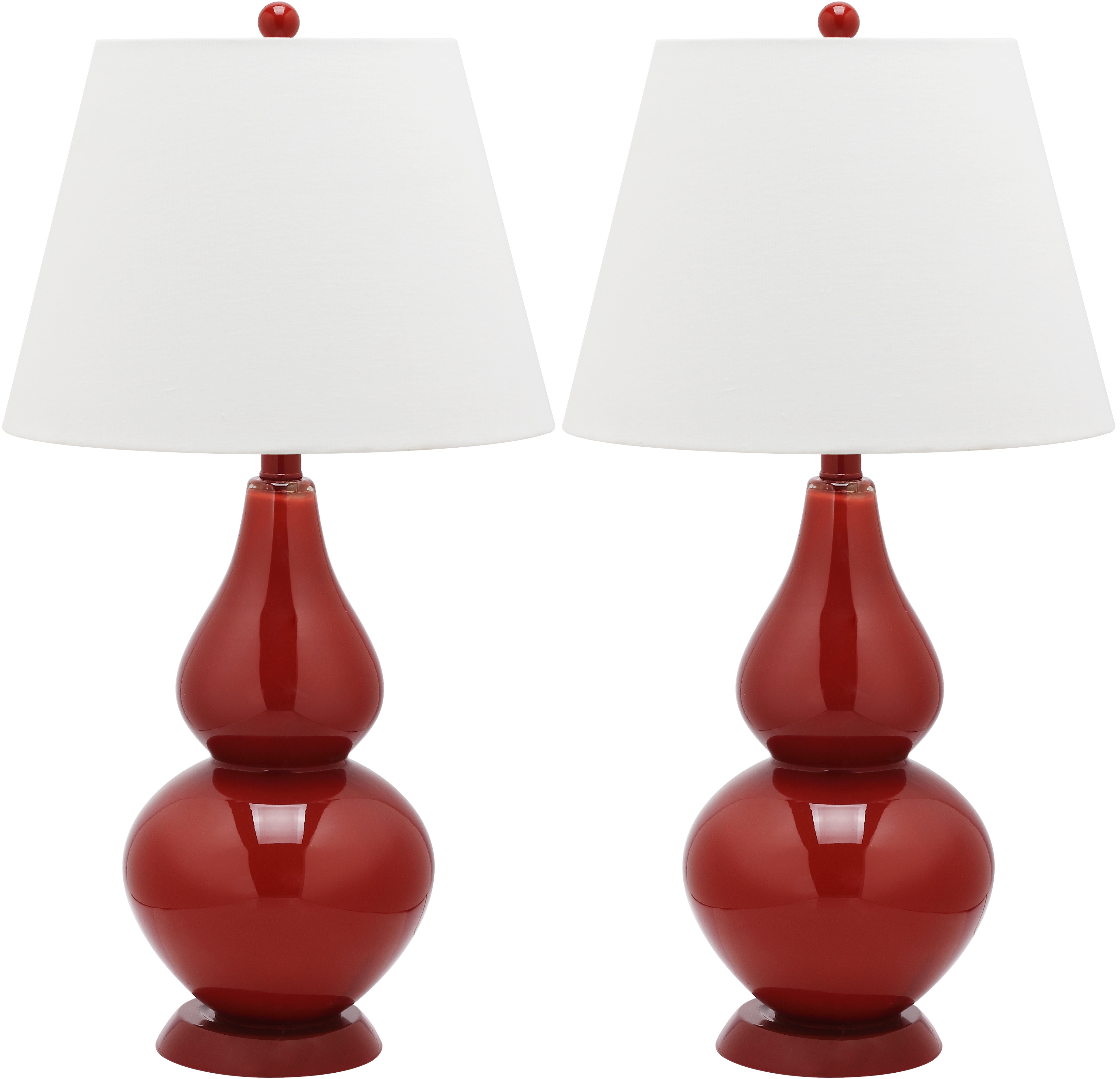 Cybil 26-Inch H Double Gourd Table Lamp - Red - Safavieh - Image 0