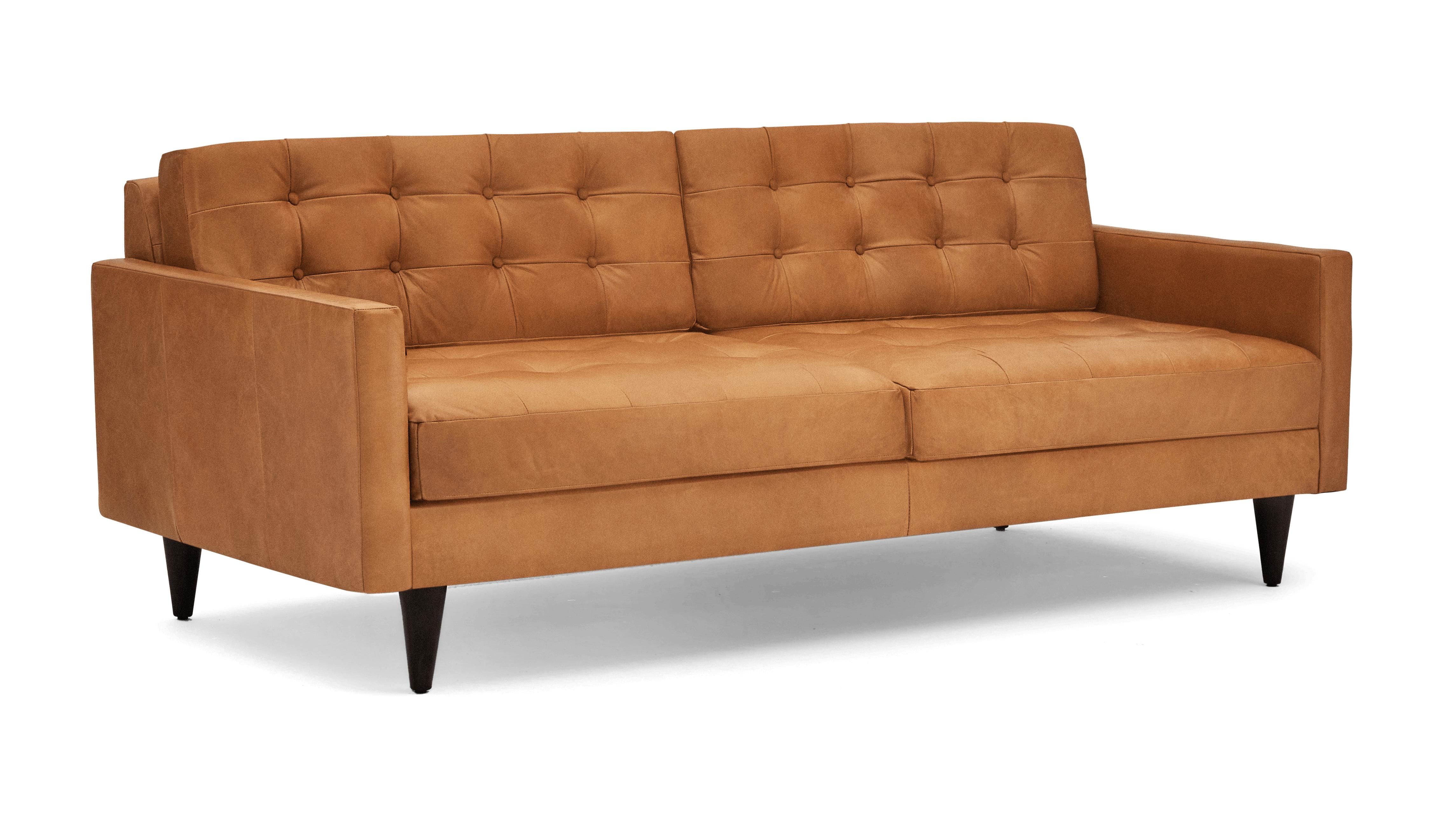 Brown Eliot Mid Century Modern Leather Sofa - Santiago Camel - Mocha - Image 1