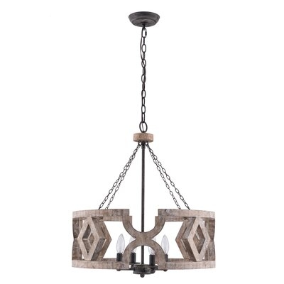 Ocampo 4 - Light Candle Style Drum Chandelier with Wood Accents - Image 0