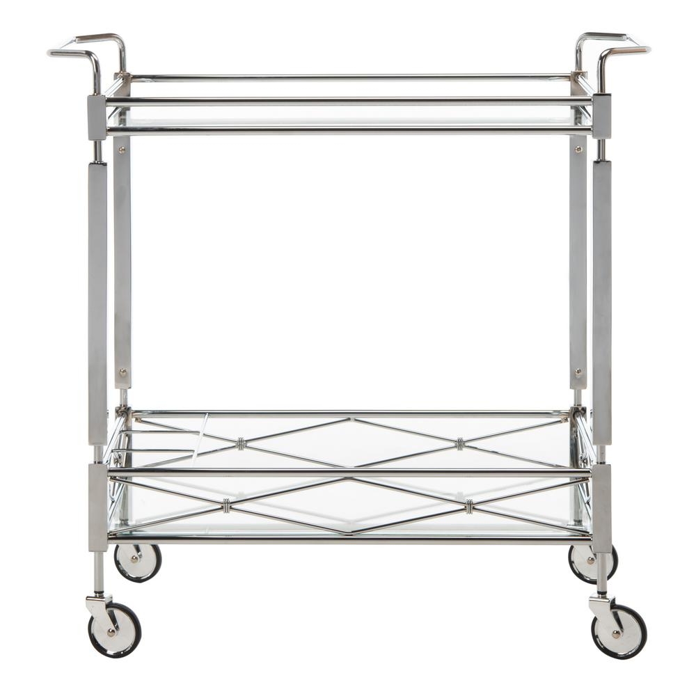 Safavieh Ingrid 2-Tier Chrome Bar Cart, Grey - Image 0