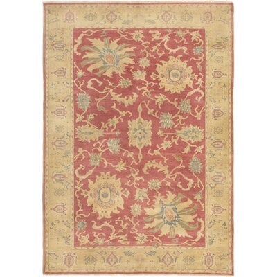 One-of-a-Kind Joachim Hand-Knotted 2010s Ushak Beige/Peach 6'4 x 8'10 Wool Area Rug - Image 0