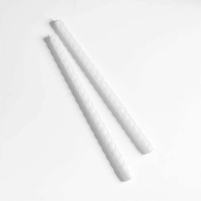 Twisted White Taper Candles 18", Set of 2 - Image 0