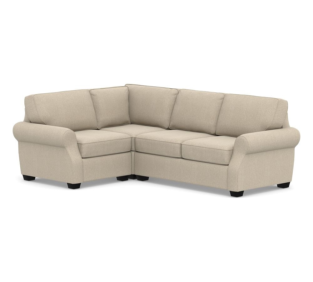 SoMa Fremont Roll Arm Upholstered Right Arm 3-Piece Corner Sectional, Polyester Wrapped Cushions, Sunbrella(R) Performance Chenille Cloud - Image 0