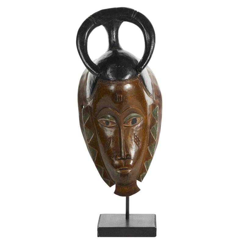 African Treasures Small Hand-Carved Baobab Wood Guro Tribe Mask Bust - Image 0