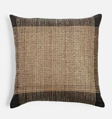 Black & Gold Plaid Handspun Silk Pillow Cover - Image 0