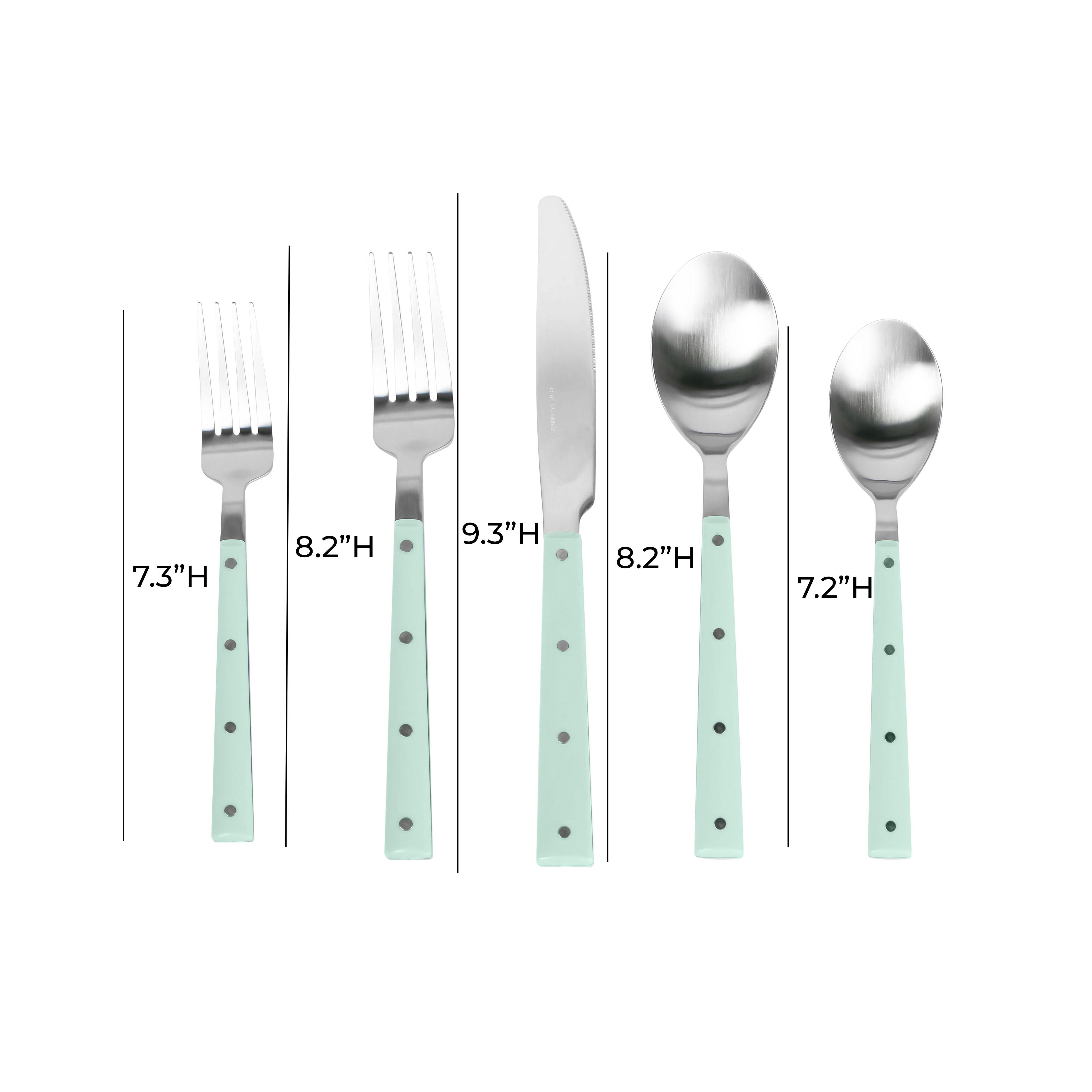 Soline Mint and Stainless Steel Flatware - Set of 5 Pieces - Service for 1 - Image 3