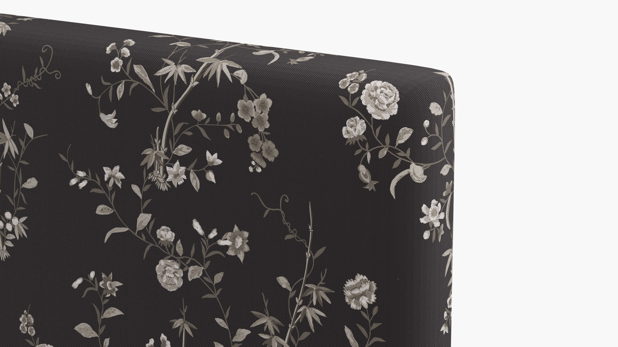 Square Back Headboard, Black Bamboo Garden, Queen - Image 2