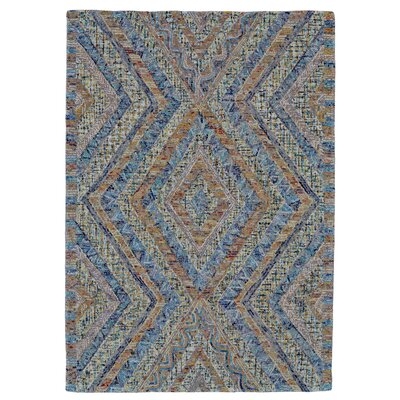 Geometric Handmade Tufted Wool Blue/Green/Orange Area Rug - Image 0