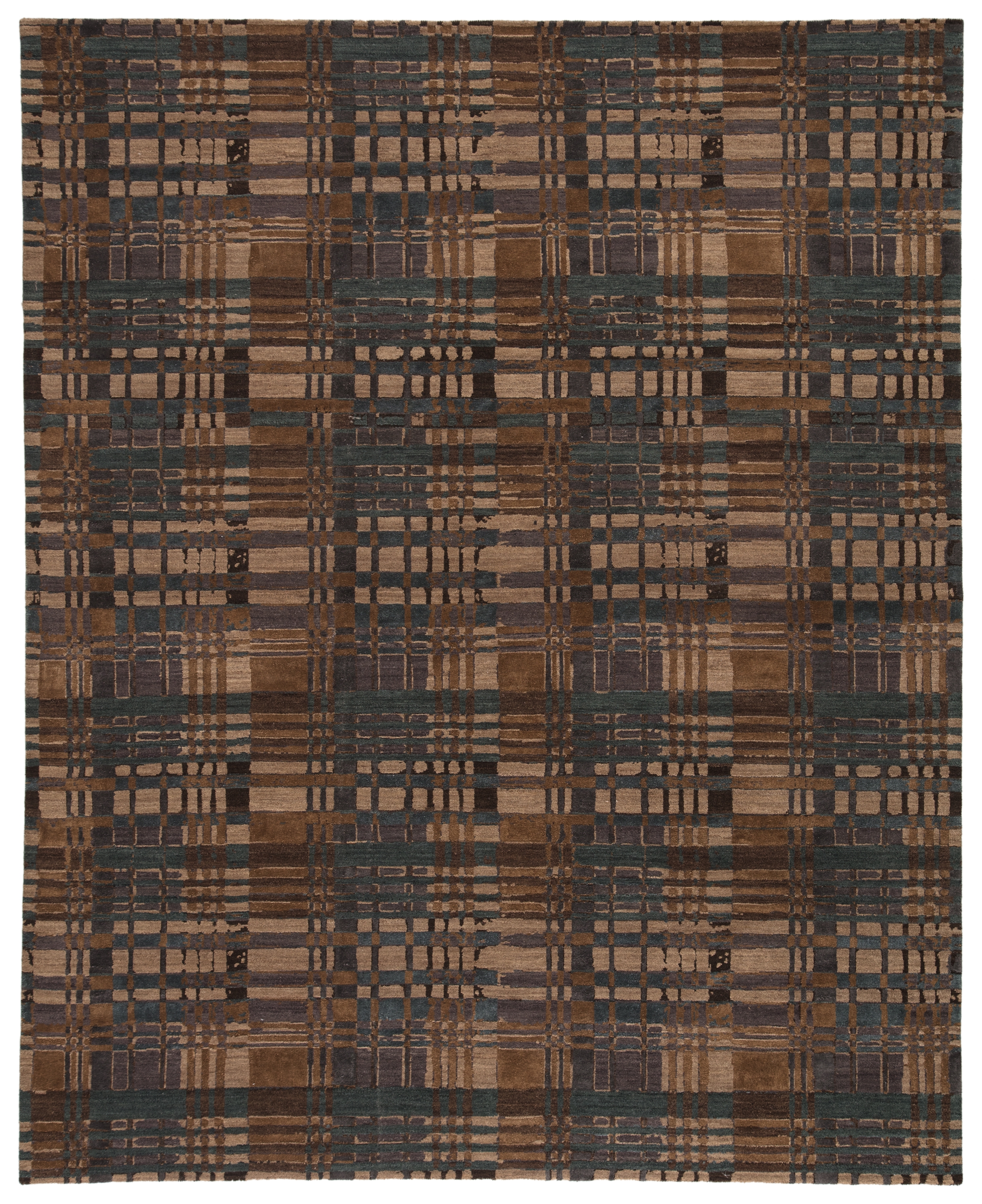 Jenny Jones by Outlander Hand-Knotted Geometric Green/ Brown Area Rug (8'X10') - Image 0