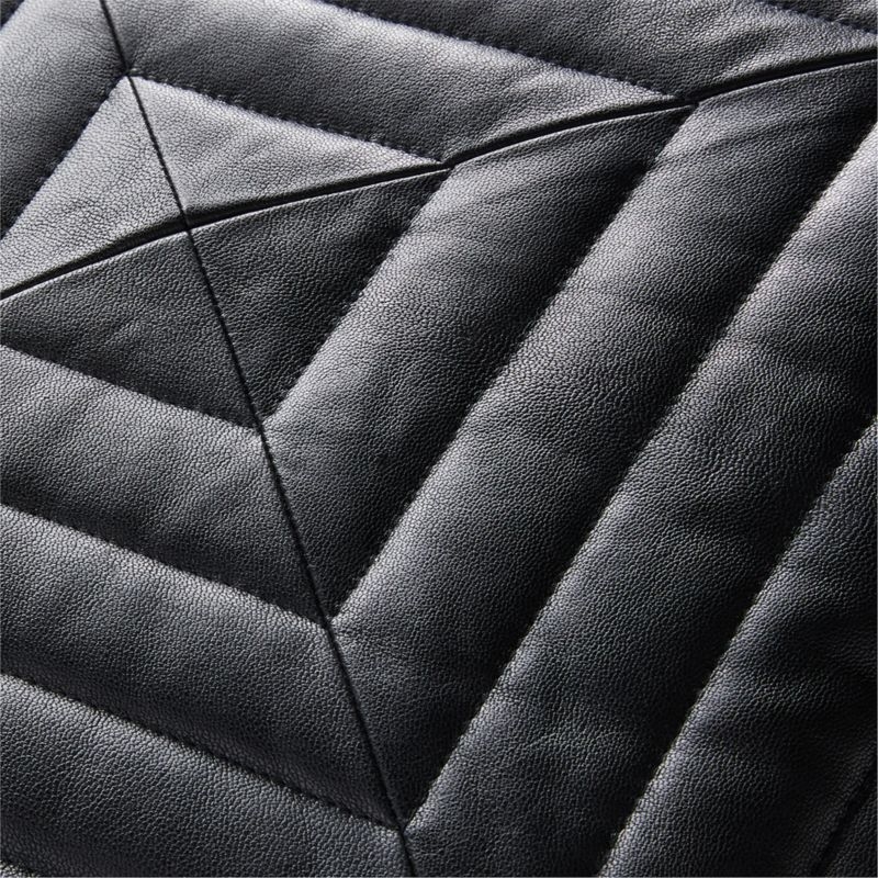 20" Odette Black Leather Pillow with Feather-Down Insert - Image 3