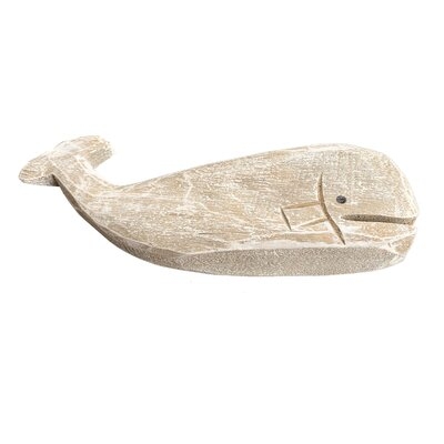 Rustic Wooden Whale Hand Carved Tabletop Statue Nautical Decoration - Image 0