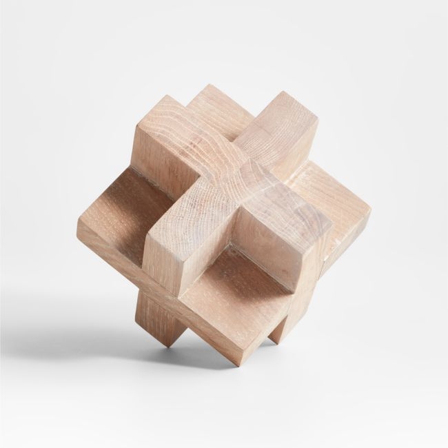 White Wood Block Sculpture 6" - Image 0