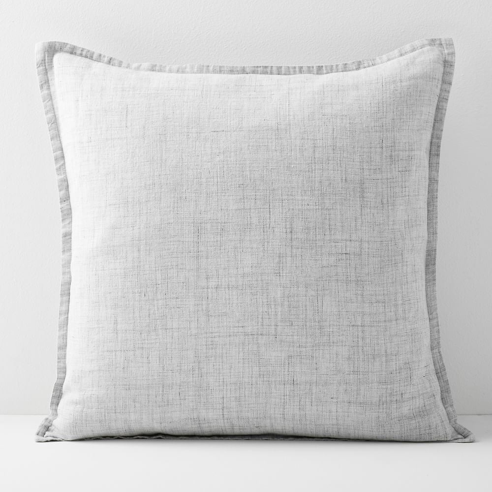 European Flax Linen Pillow Cover, 20"x20", Frost Gray Fiber Dye, Set of 2 - Image 0