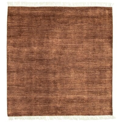 One-of-a-Kind Aumuller Hand-Knotted New Age Gabbeh Dark Brown 5'1" x 5' Wool Area Rug - Image 0