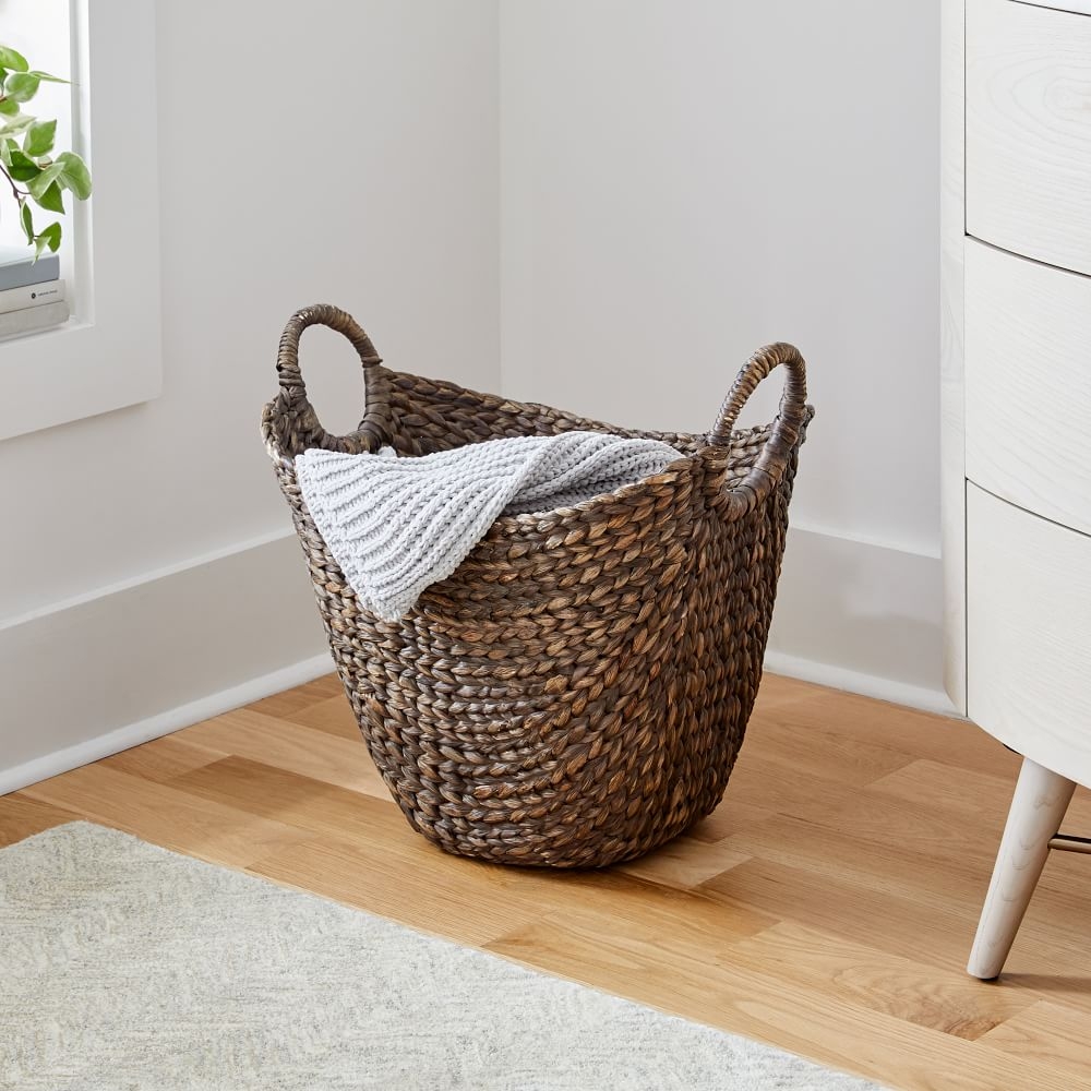 Curved Seagrass Basket, Handle Baskets, Tobacco, Large, 17.7"W x 21.6"D x 19.3"H - Image 0