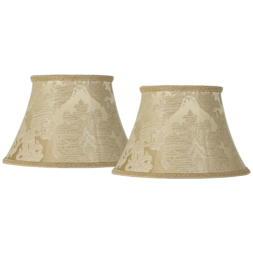 Ivory Brocade Set of 2 Bell Lamp Shades 10x17x11 (Spider) - Image 0