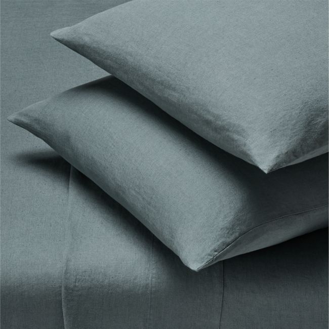 Classic EUROPEAN FLAX™-Certified Linen Faded Teal King Sheet Set - Image 0