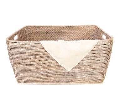 Tava Handwoven Rattan Family Basket, White Wash - Image 4