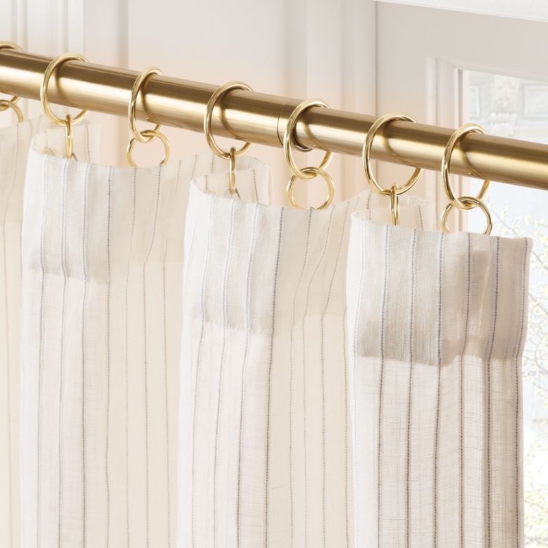 Lea Warm White Striped Linen Sheer Window Curtain Panel 48"x84" - Image 3