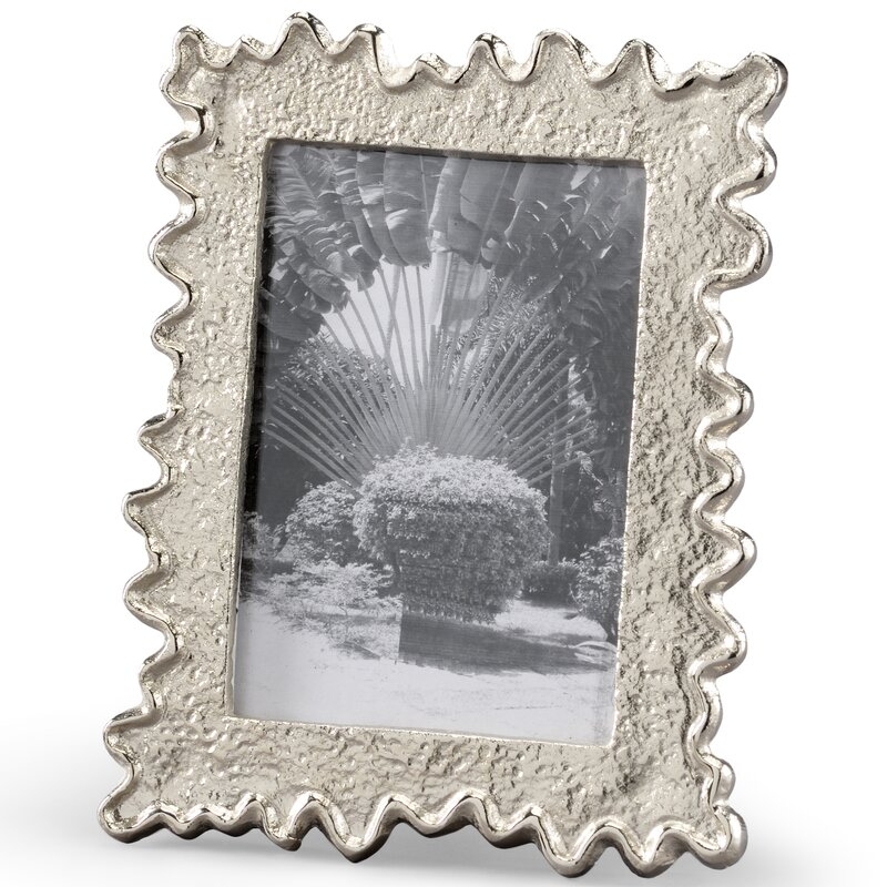 Wildwood Squiggle Embossed Metal Single Picture Frame in Silver/Clear - Image 0
