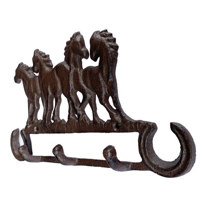 Cast Iron Wall Hanger Vintage Horse Design Hooks - Image 0