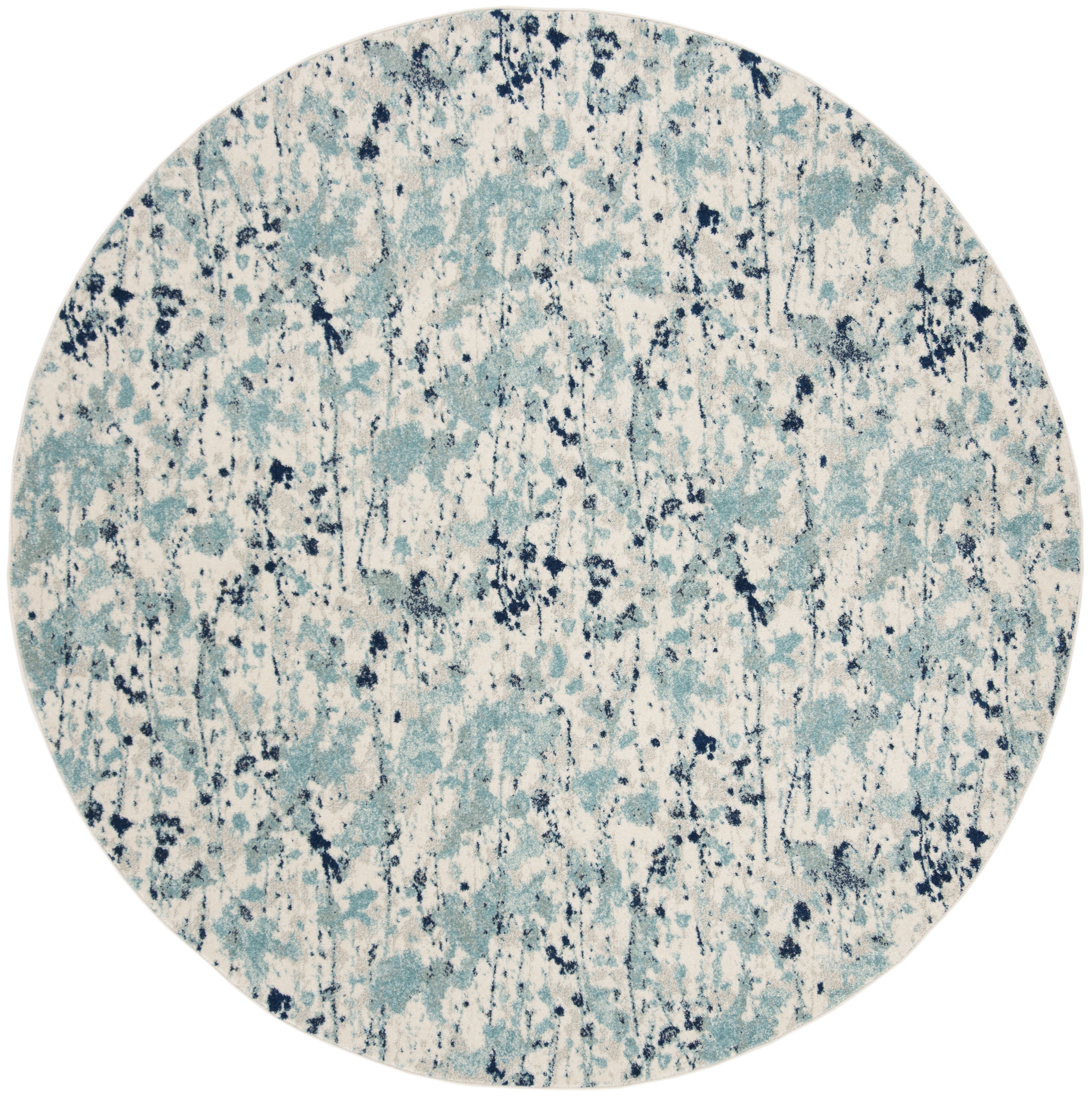 Arlo Home Woven Area Rug, EVK284M, Ivory/Blue,  6' 7" X 6' 7" Round - Image 0