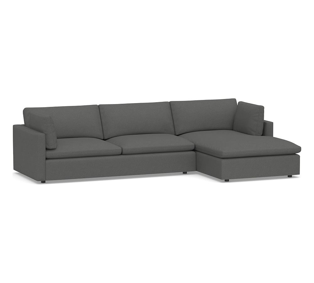 Bolinas Upholstered Left Arm Sofa with Chaise Sectional, Down Blend Wrapped Cushions, Park Weave Charcoal - Image 0