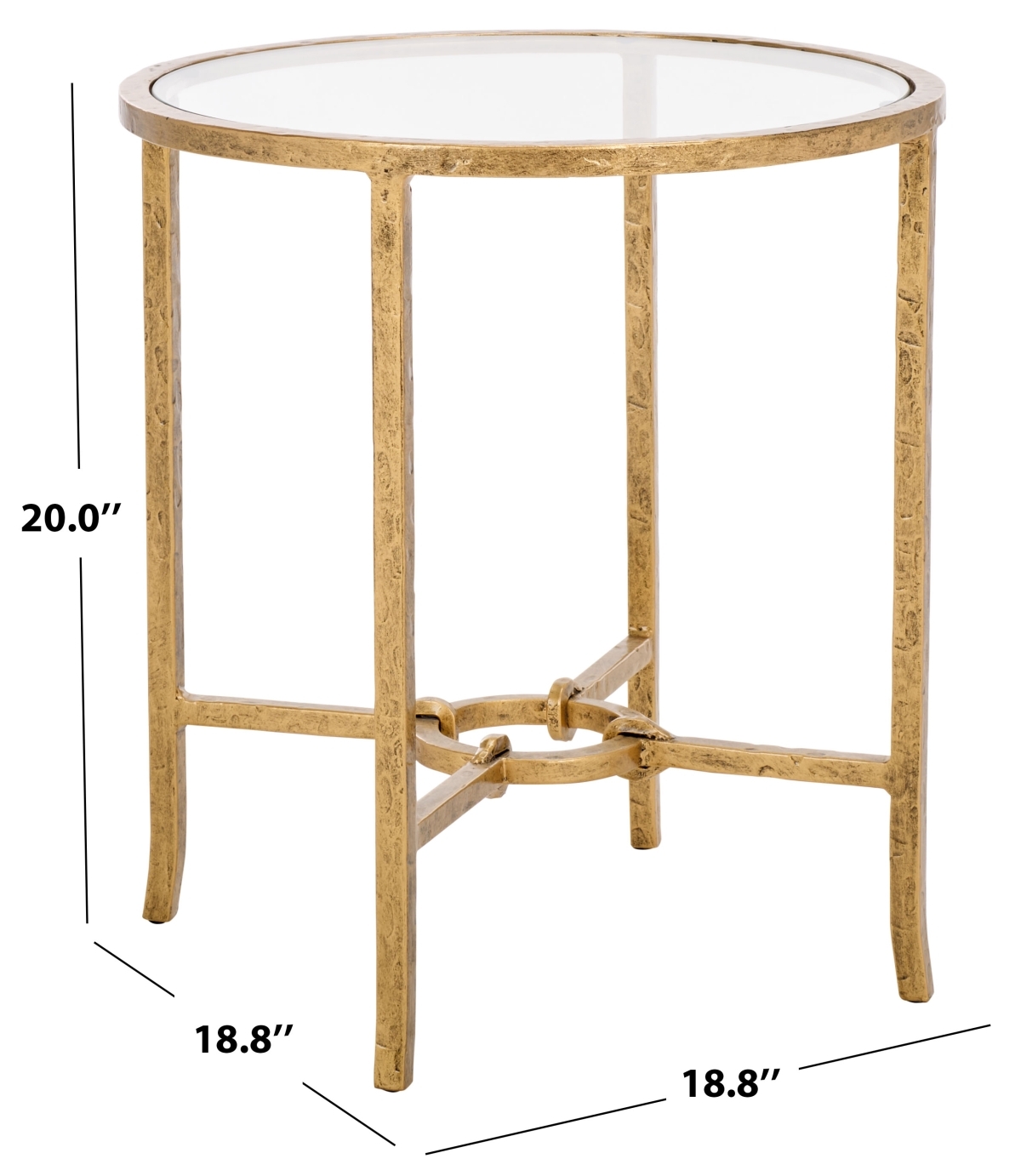 Tauri Metal Round Accent Table - Brass/Clear - Image 6