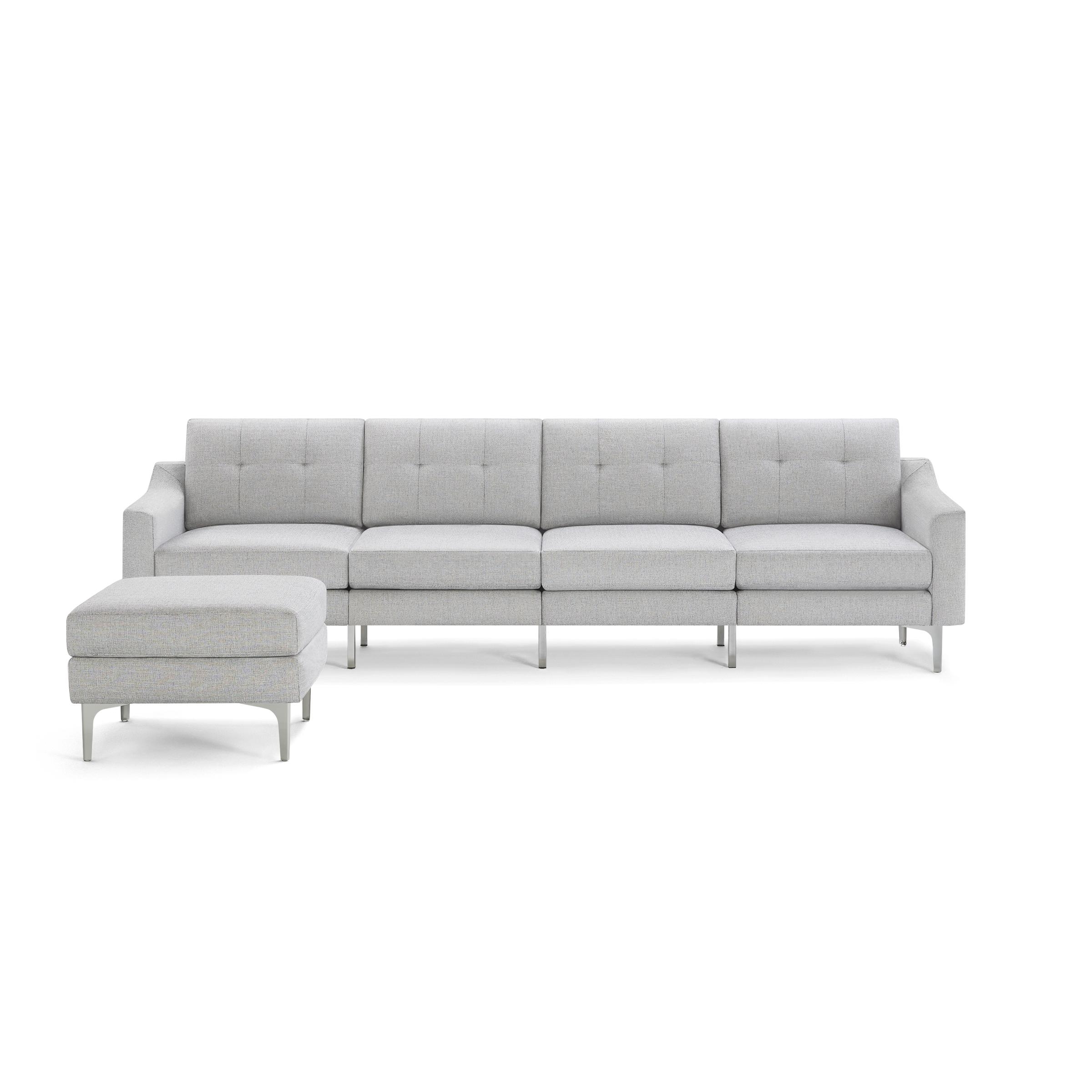 Nomad King Sofa with Ottoman - Crushed Gravel - Performance Chenille / Chrome - Metal / Slope - Image 0