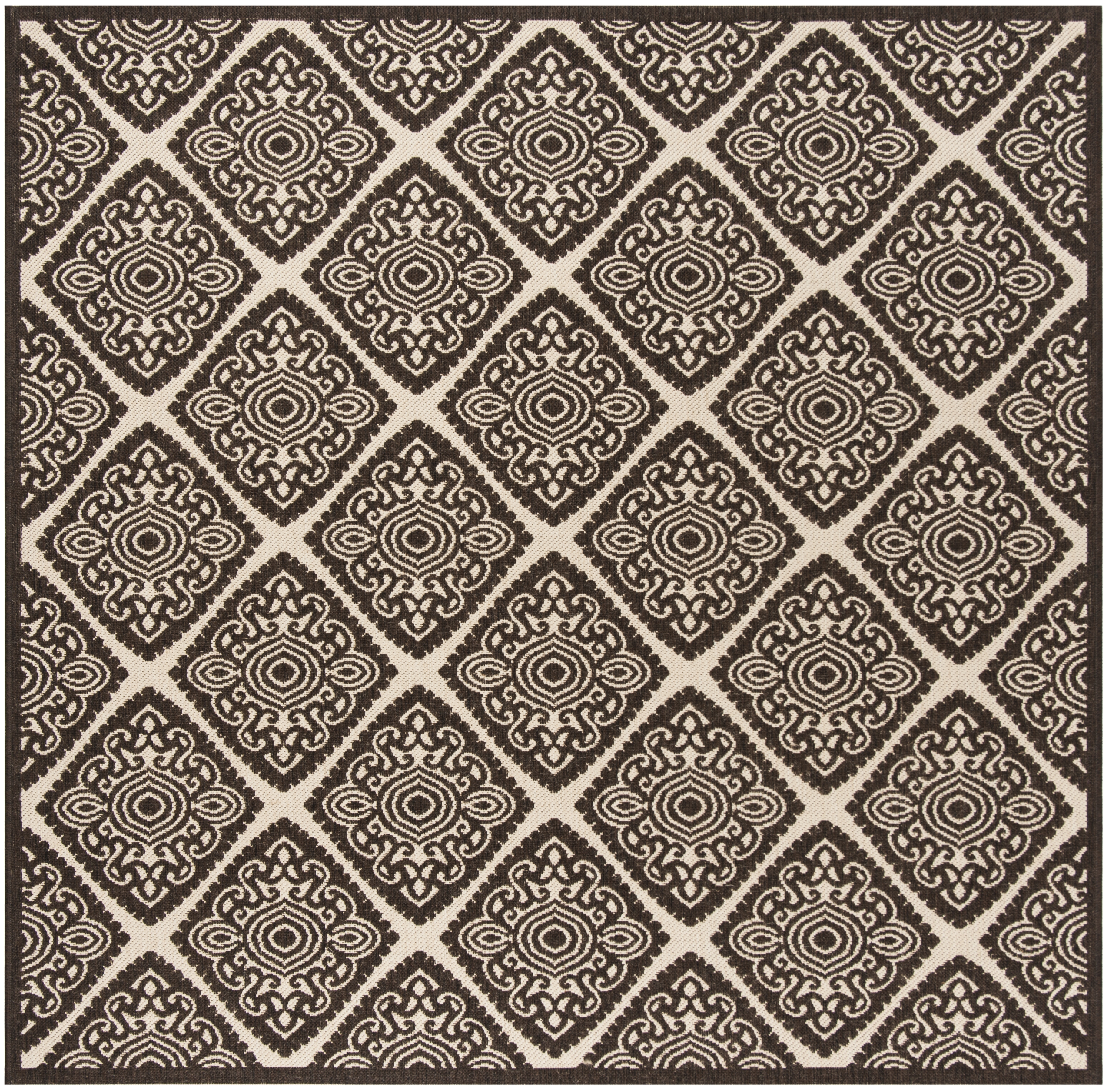 Arlo Home Indoor/Outdoor Woven Area Rug, LND132B, Natural/Brown,  6' 7" X 6' 7" Square - Image 0