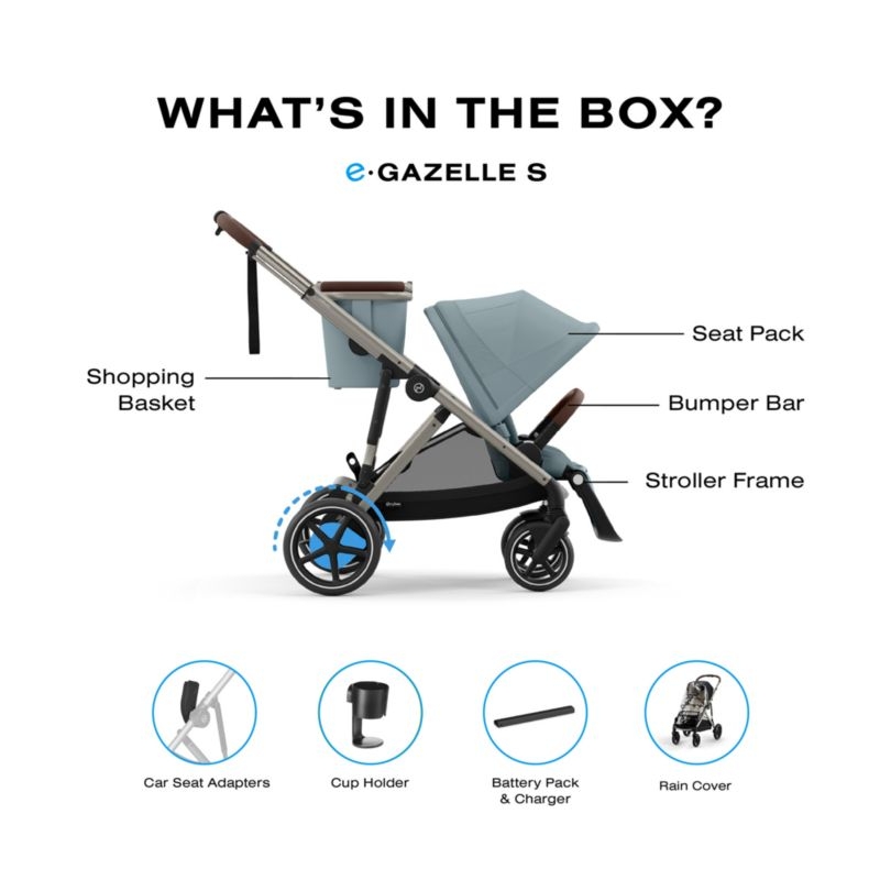 CYBEX Stormy Blue with Taupe Frame e-Gazelle S Modular Baby Stroller - Image 1