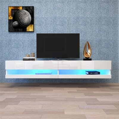 Wall Mounted Floating 80" Tv Stand With 20 Color Leds White - Image 0