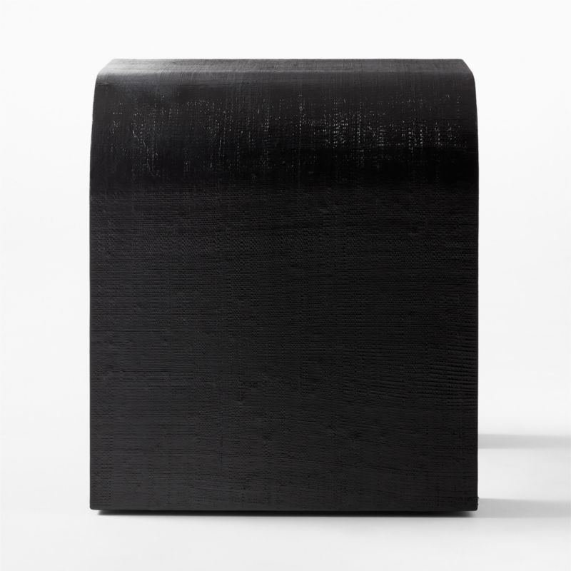 Horseshoe Black Lacquered Linen Side Table - Image 3