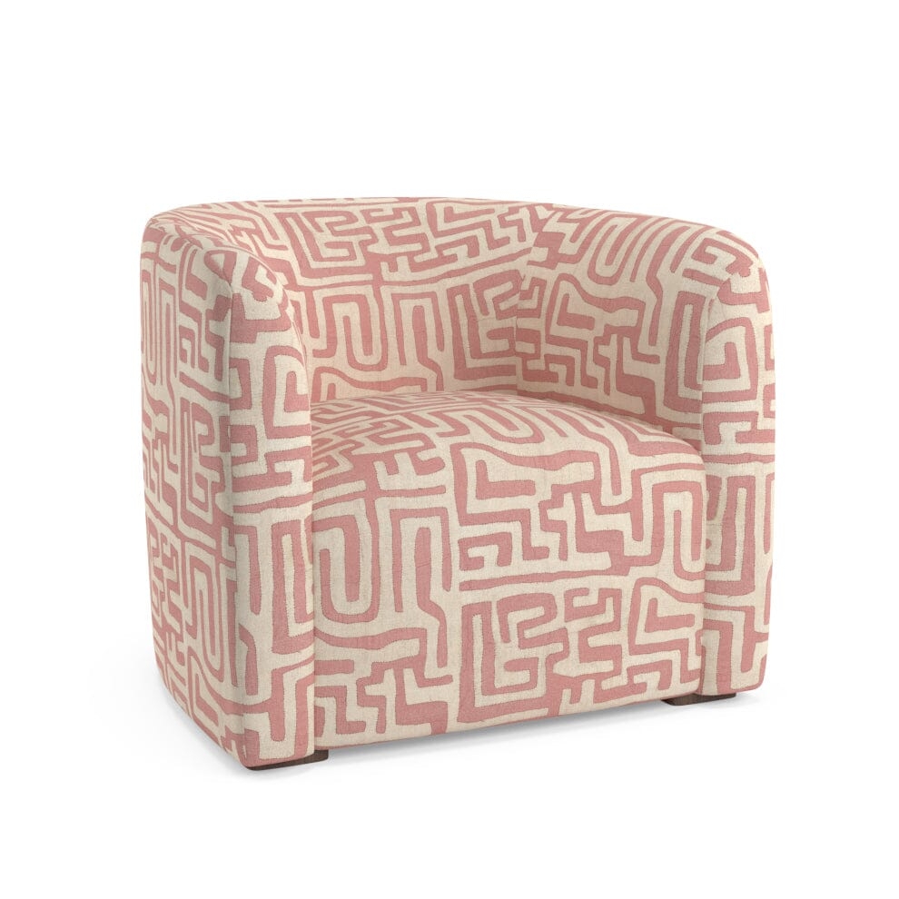 Terracotta Classic Kuba Cloth Esther Accent Chair by St. Frank | Pink | 36"W x 34"D x 30"HSeat - Image 1