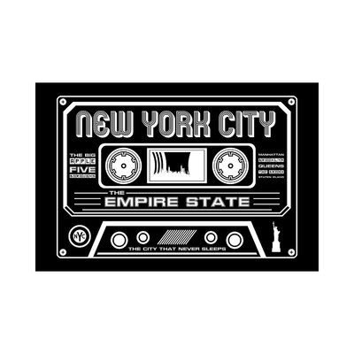 New York City Cassette - Dark Background by Benton Park Prints - Print - Image 0