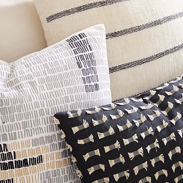 Cotton Silk Lines Pillow Cover Set, Set of 3 - Image 1