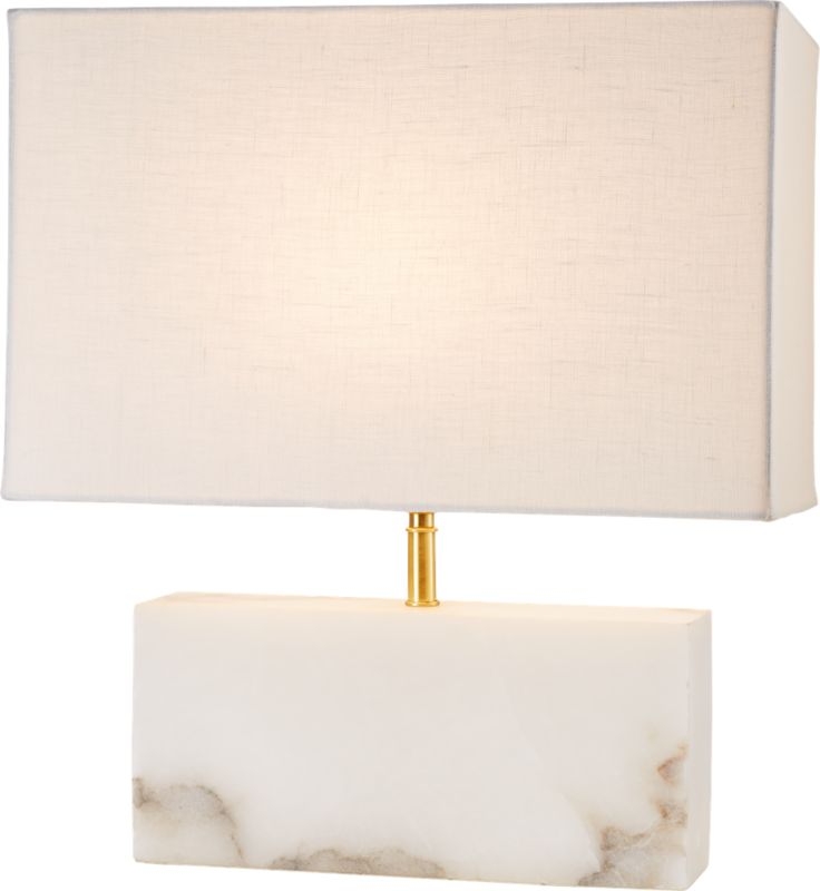 White Alabaster Rectangle Table Lamp - Image 3