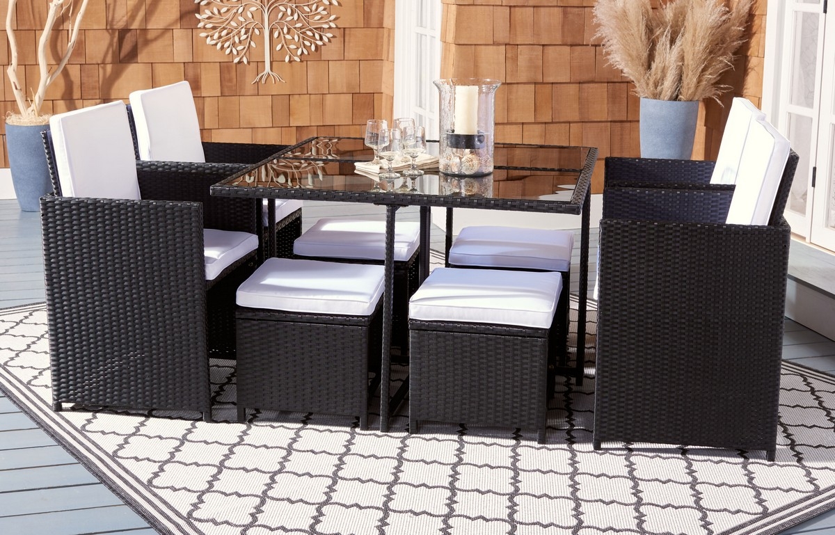 Enerson Outdoor Dining Set - Black/White - Safavieh - Image 1
